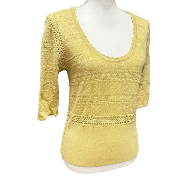 Sea New York The Riverlane Syble Pointelle Short Sleeve
Sweater Yellow Large NWT - Picture 5 of 16